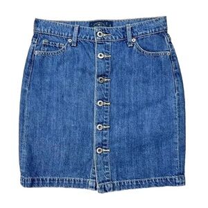 Vtg Lucky Brand 2/26 Denim Button Front Pencil Mini Skirt Blue Jean Medium Wash